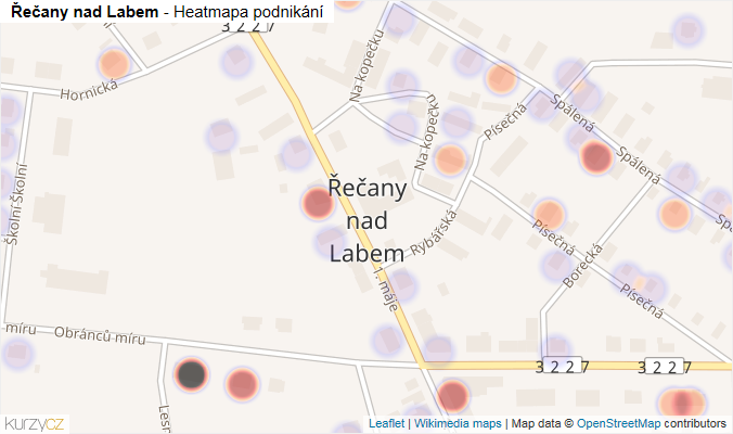 Mapa Řečany nad Labem - Firmy v části obce.