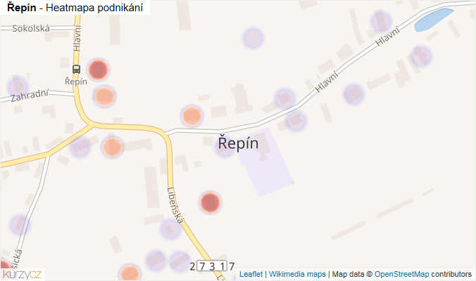 Mapa Řepín - Firmy v části obce.