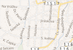 Husova v obci Řevnice - mapa ulice
