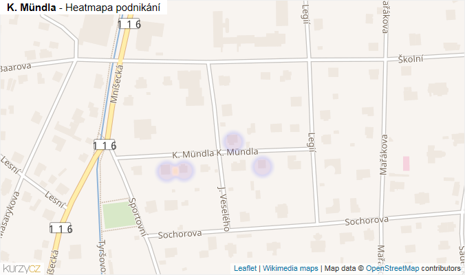 Mapa K. Mündla - Firmy v ulici.