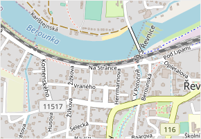 Na Stránce v obci Řevnice - mapa ulice