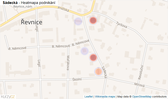 Mapa Sádecká - Firmy v ulici.