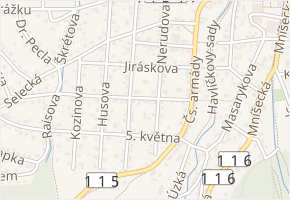 Švabinského v obci Řevnice - mapa ulice