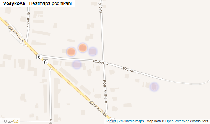 Mapa Vosykova - Firmy v ulici.