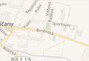 Brněnská v obci Říčany - mapa ulice