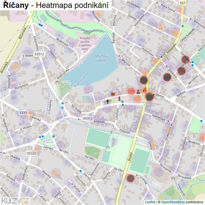 Mapa Říčany - Firmy v obci.