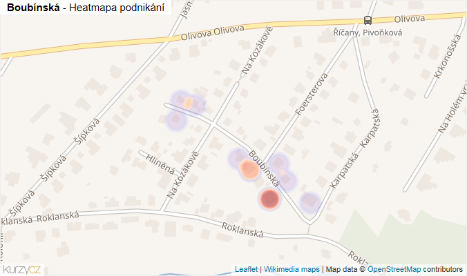 Mapa Boubínská - Firmy v ulici.
