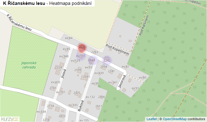 Mapa K Říčanskému lesu - Firmy v ulici.