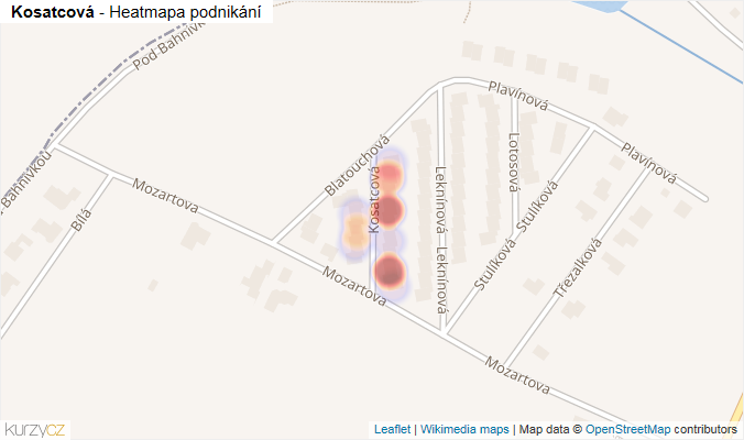 Mapa Kosatcová - Firmy v ulici.