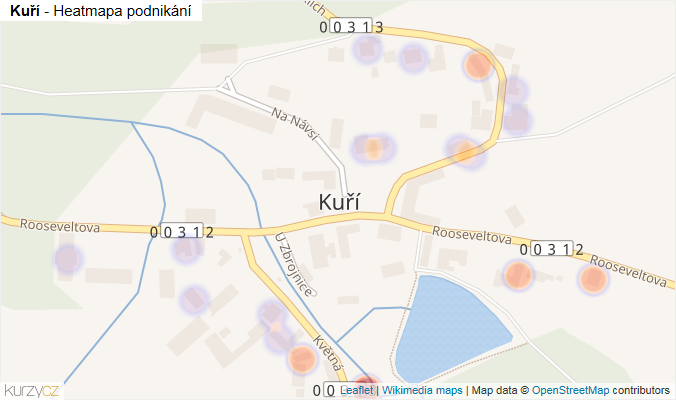Mapa Kuří - Firmy v části obce.