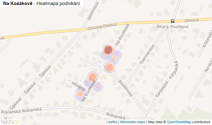 Mapa Na Kozákově - Firmy v ulici.