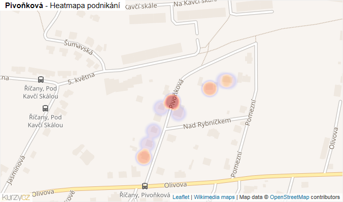 Mapa Pivoňková - Firmy v ulici.