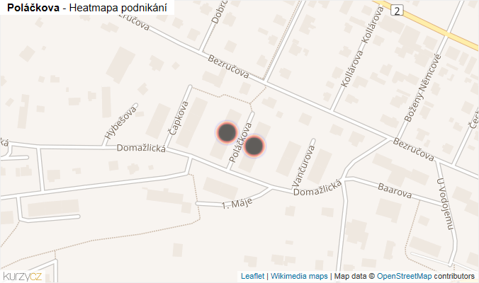 Mapa Poláčkova - Firmy v ulici.