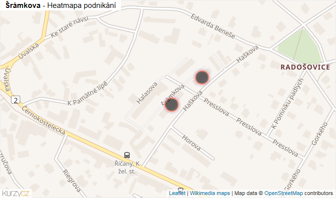 Mapa Šrámkova - Firmy v ulici.