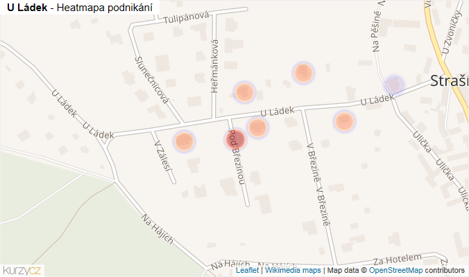 Mapa U Ládek - Firmy v ulici.