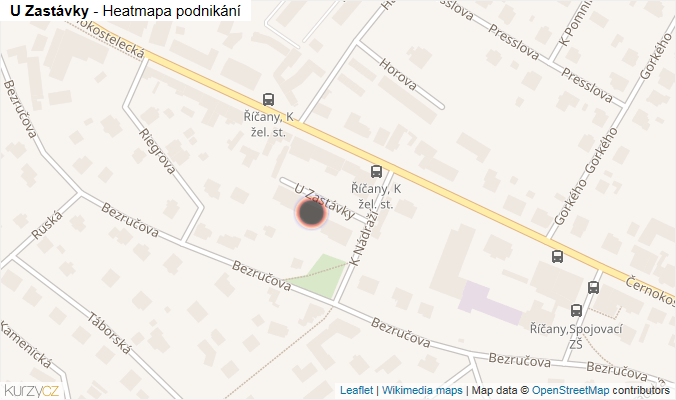 Mapa U Zastávky - Firmy v ulici.