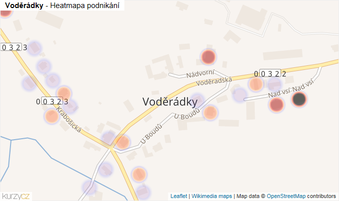 Mapa Voděrádky - Firmy v části obce.