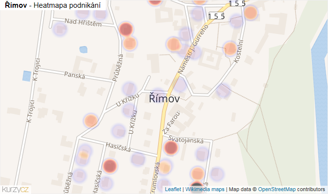 Mapa Římov - Firmy v části obce.