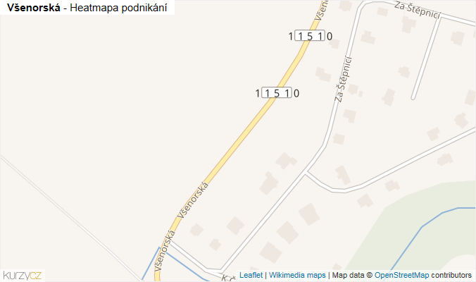 Mapa Všenorská - Firmy v ulici.
