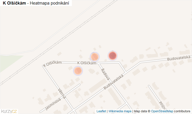 Mapa K Olšičkám - Firmy v ulici.