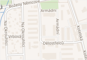 Dělostřelců v obci Rokycany - mapa ulice