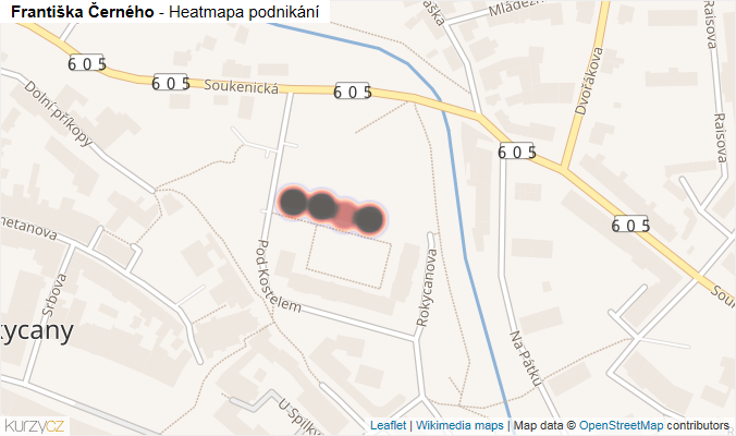 Mapa Františka Černého - Firmy v ulici.