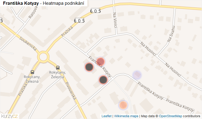 Mapa Františka Kotyzy - Firmy v ulici.