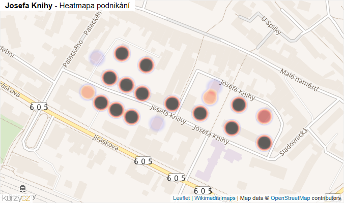 Mapa Josefa Knihy - Firmy v ulici.