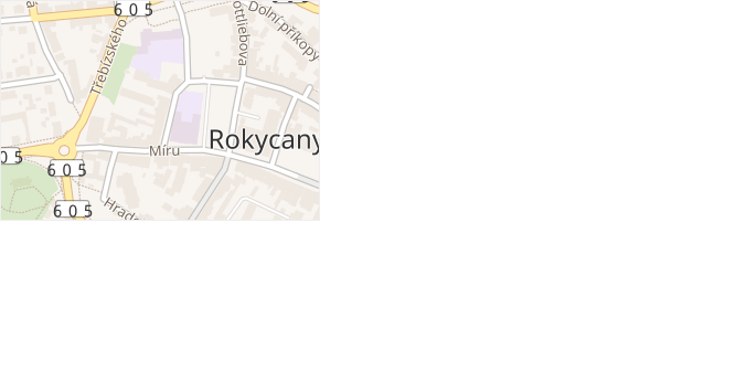 Komenského v obci Rokycany - mapa ulice
