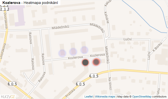 Mapa Kozlerova - Firmy v ulici.