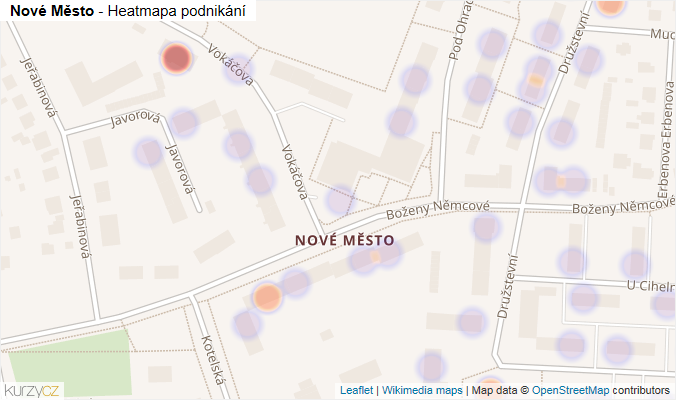 Mapa Nové Město - Firmy v části obce.