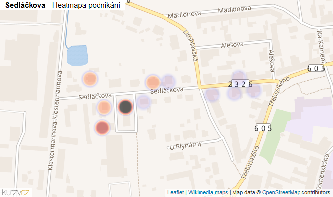 Mapa Sedláčkova - Firmy v ulici.
