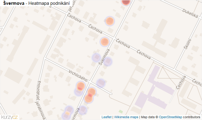 Mapa Švermova - Firmy v ulici.