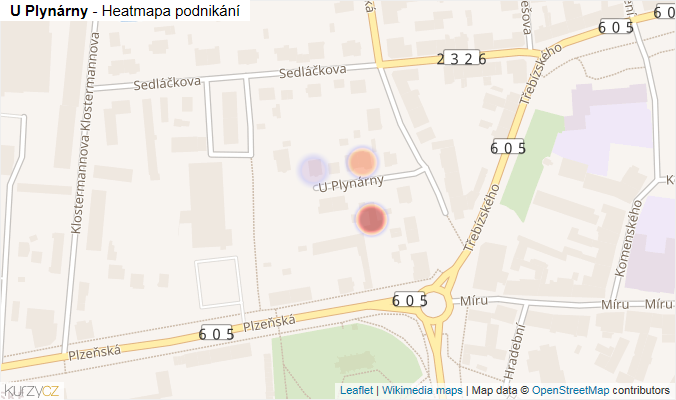 Mapa U Plynárny - Firmy v ulici.