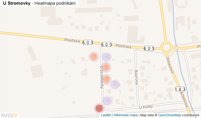 Mapa U Stromovky - Firmy v ulici.
