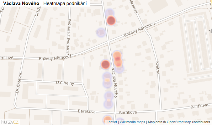 Mapa Václava Nového - Firmy v ulici.