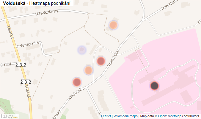 Mapa Voldušská - Firmy v ulici.