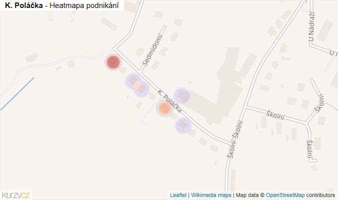 Mapa K. Poláčka - Firmy v ulici.