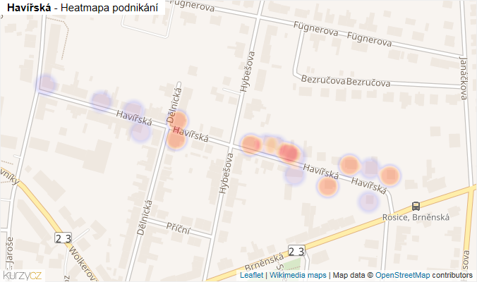 Mapa Havířská - Firmy v ulici.