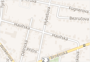 Hybešova v obci Rosice - mapa ulice
