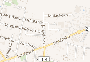 Janáčkova v obci Rosice - mapa ulice