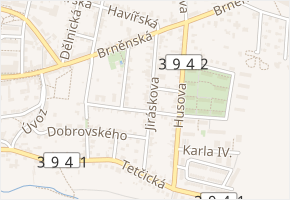 Jiráskova v obci Rosice - mapa ulice