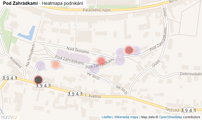 Mapa Pod Zahrádkami - Firmy v ulici.