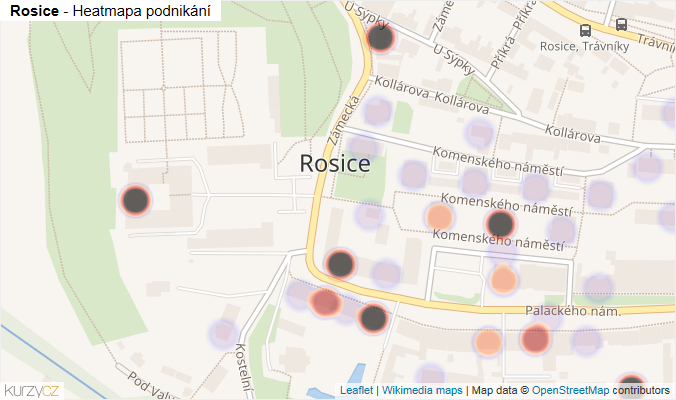 Mapa Rosice - Firmy v části obce.