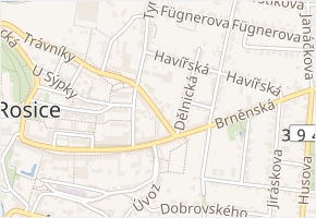 Wolkerova v obci Rosice - mapa ulice