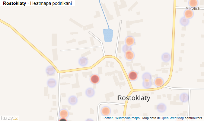 Mapa Rostoklaty - Firmy v části obce.