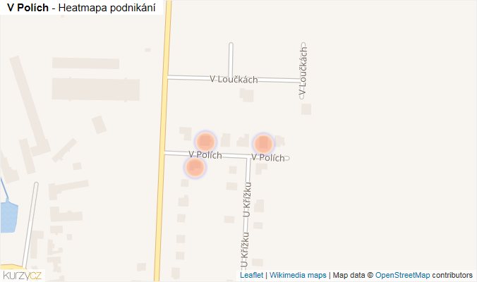 Mapa V Polích - Firmy v ulici.