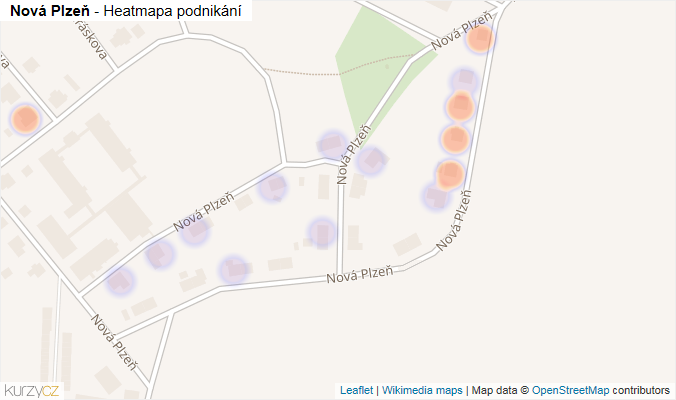 Mapa Nová Plzeň - Firmy v ulici.