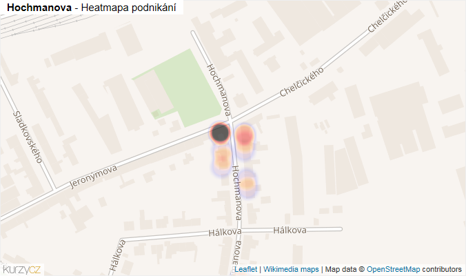Mapa Hochmanova - Firmy v ulici.