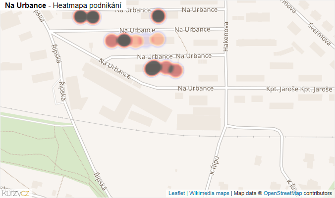 Mapa Na Urbance - Firmy v ulici.
